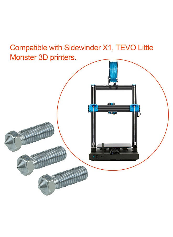 Generic - 3pcs 3D Printer Extruder Stainless Steel Volcano Nozzle M6 Thread Printer Head 0.6mm Output for Sidewinder X1 TEVO Little Monster 1.75mm Filament - Image 1