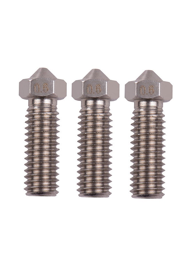 Generic - 3pcs 3D Printer Extruder Stainless Steel Volcano Nozzle M6 Thread Printer Head 0.6mm Output for Sidewinder X1 TEVO Little Monster 1.75mm Filament - Image 1