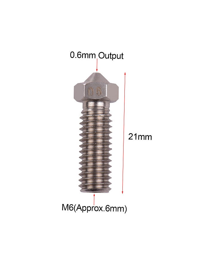 Generic - 3pcs 3D Printer Extruder Stainless Steel Volcano Nozzle M6 Thread Printer Head 0.6mm Output for Sidewinder X1 TEVO Little Monster 1.75mm Filament - Image 1
