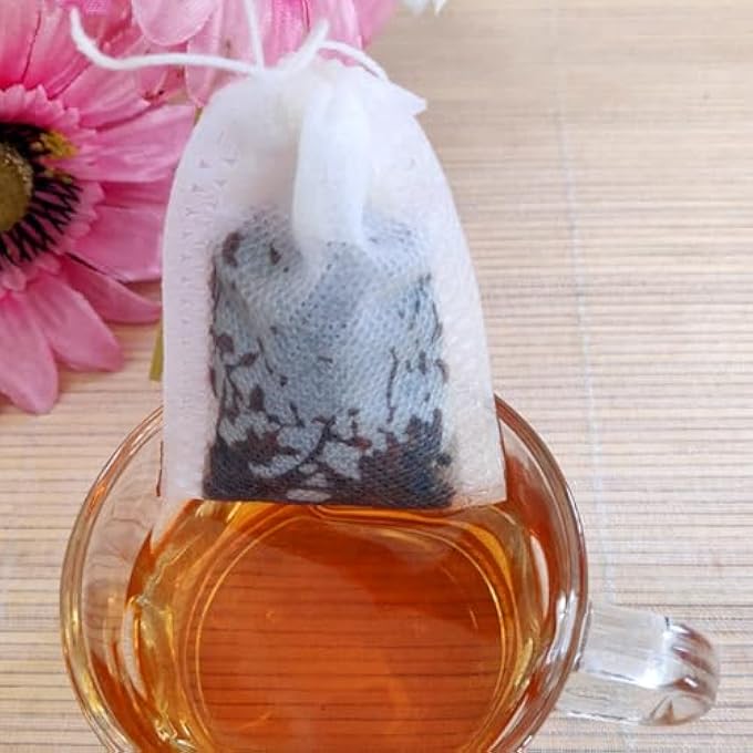 ECVV 100Pcs Disposable Drawstring Tea Filter Bags NonWoven Fabric Pouches Seal Mesh Bags Coffee Sachet Bags For Loose Leaf Tea Coffee Herb Spice - Image 4