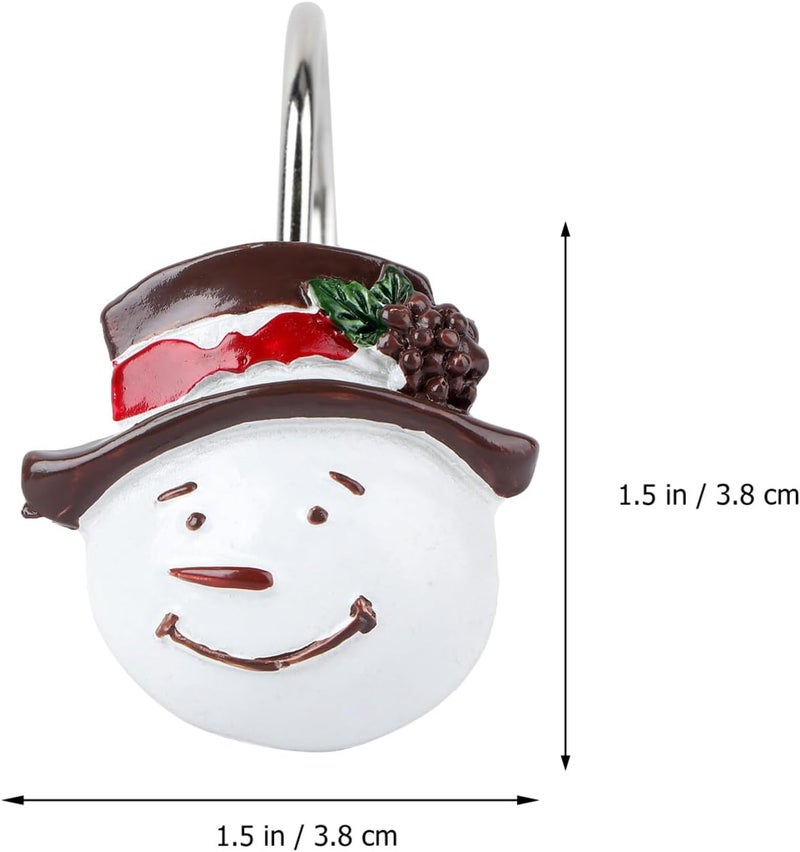 klarako 12Pcs Christmas Shower Curtain Hooks, Xmas Snowman Hooks Rust Proof Shower Curtain Hook Multifunction Christmas Tree Ornment Snowman Pendant Winter Bathroom Christmas Tree Decoration - Image 2