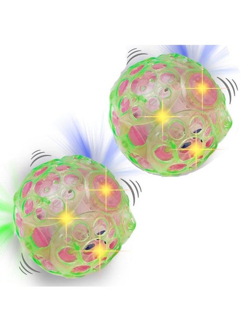 Light Up Bouncing Ball (2Pack) 4” Vibrating Crazy Fun Toy With Flashing Bright Lights Music And Sound (Batteries Not Included)