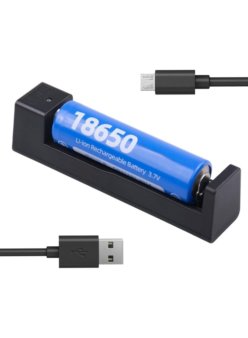 XUN 18650 li-ion Battery Charger, Suitable for 3.7v Battery 20700 10440 14500 18500 16340 17500 18650 Charger Charger, USB Single Slot Battery Charger (Battery not Included) - Image 1