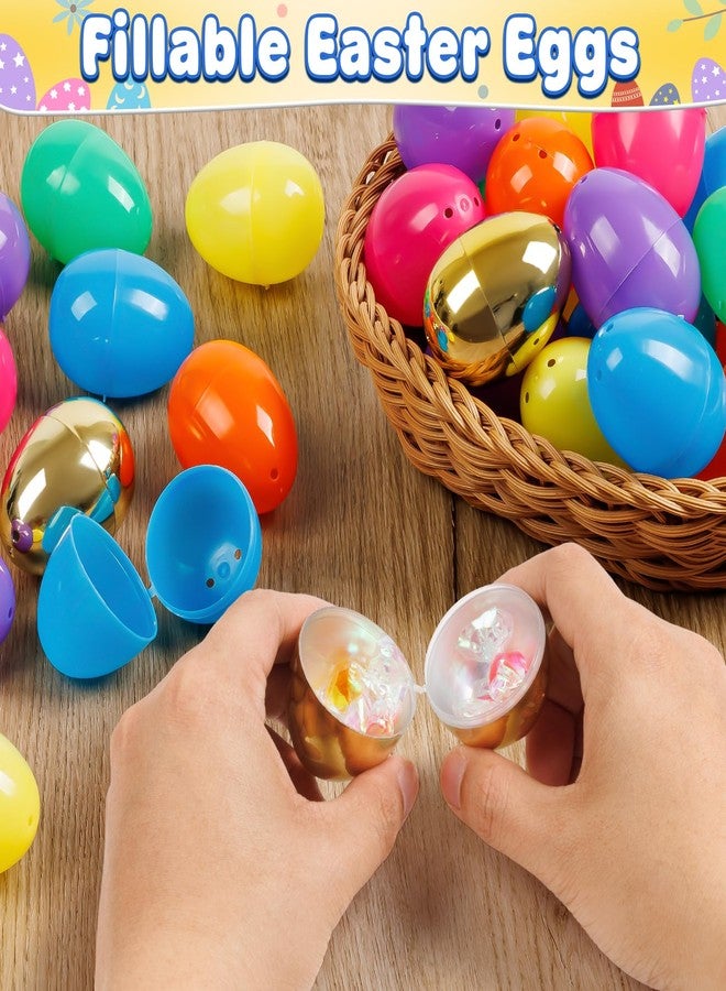 BAYSING 50PCS Plastic Easter Eggs Bulk, with 8PCS Golden Eggs Bulk Empty Plastic Eggs Fillable Colorful Bright Eggshell Bulks Easter Party Favor,Perfect for Easter Hunt, Basket Stuffers Fillers - Image 4