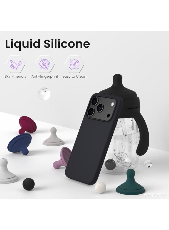ELTRAZONE Silicone Case Compatible with iPhone 17 Pro | Slim Liquid Silicone Shockproof Phone Case with 3-Layer Soft Rubber Bumper & TPU Lining | Lightweight Protective Cover – Black - Image 2
