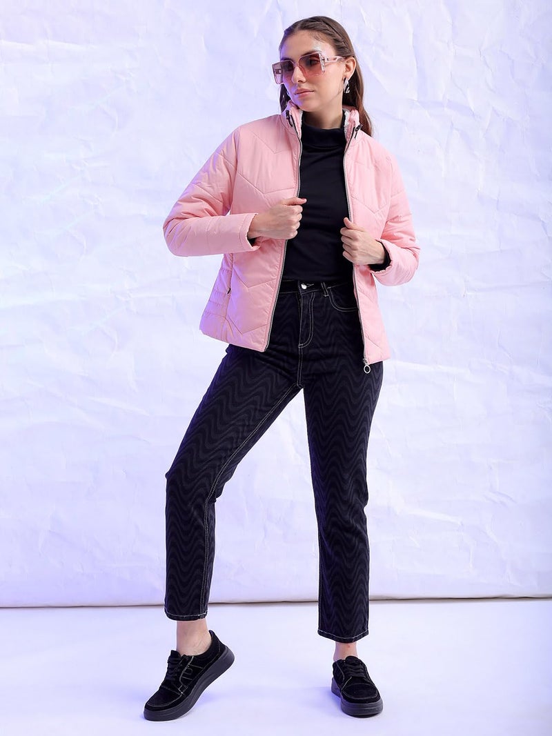 Freehand Women Pink Solid Regular Puffer Jacket - Image 2