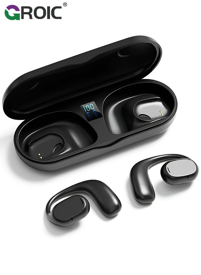 GROIC - Open Ear Headphones Wireless Bluetooth Air Bone Conduction Headphones Head Set Bluetooth Open Ear Bone Conduction Earbuds Headset Conducting Earphones Wireless Over The Ear Earbuds with Earhooks - Image 1