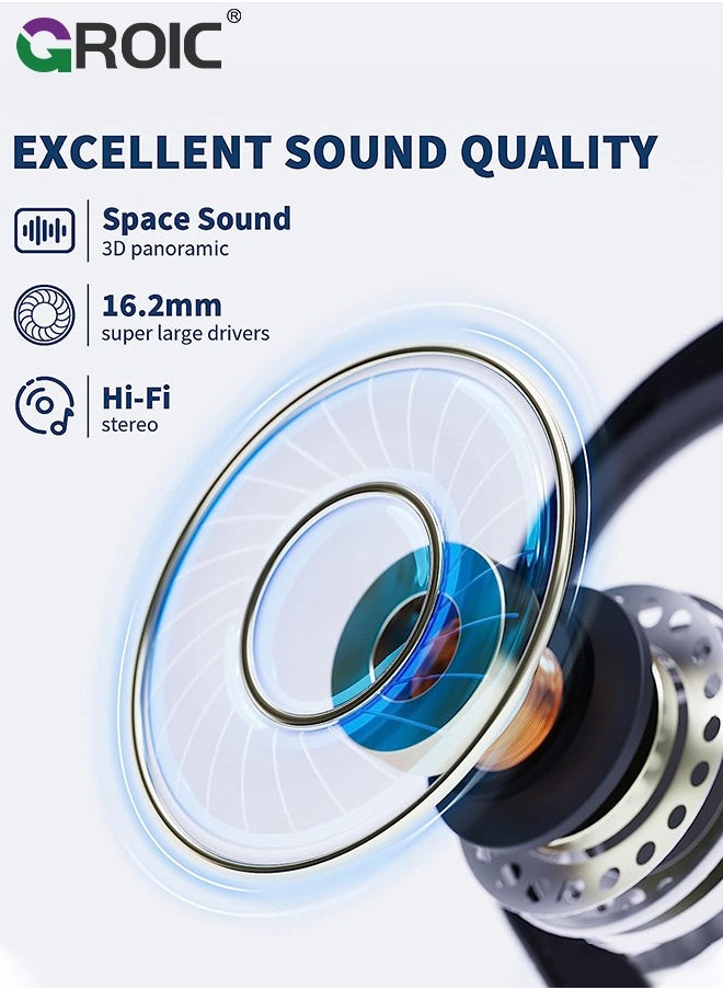 GROIC - Open Ear Headphones Wireless Bluetooth Air Bone Conduction Headphones Head Set Bluetooth Open Ear Bone Conduction Earbuds Headset Conducting Earphones Wireless Over The Ear Earbuds with Earhooks - Image 1