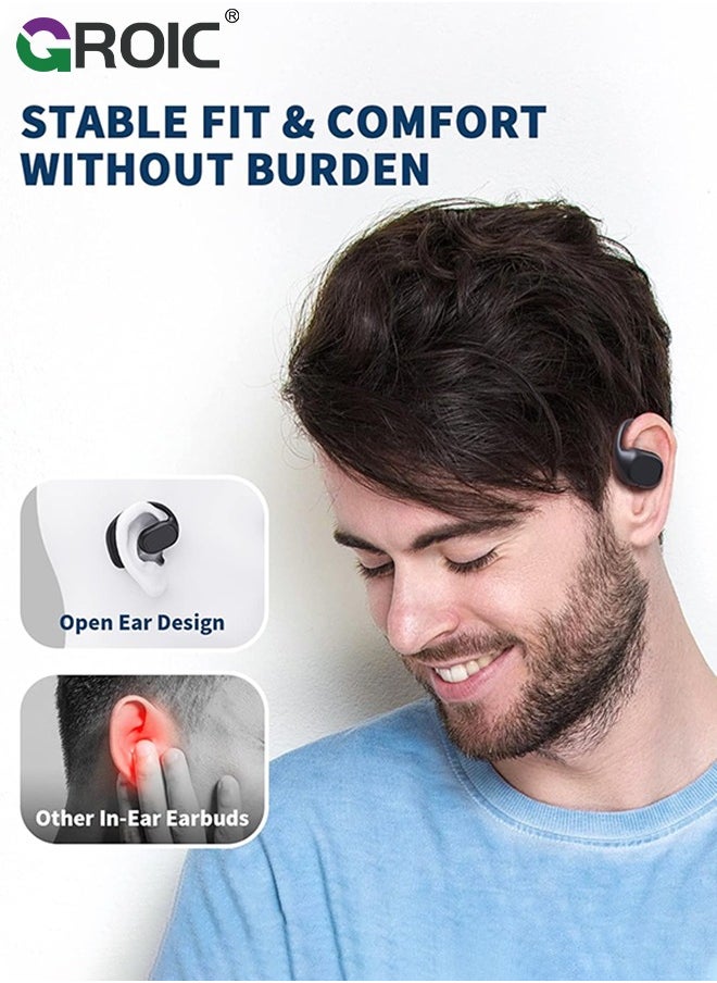 GROIC - Open Ear Headphones Wireless Bluetooth Air Bone Conduction Headphones Head Set Bluetooth Open Ear Bone Conduction Earbuds Headset Conducting Earphones Wireless Over The Ear Earbuds with Earhooks - Image 1