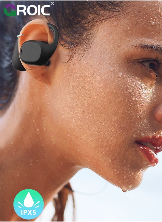 GROIC - Open Ear Headphones Wireless Bluetooth Air Bone Conduction Headphones Head Set Bluetooth Open Ear Bone Conduction Earbuds Headset Conducting Earphones Wireless Over The Ear Earbuds with Earhooks - Image 1