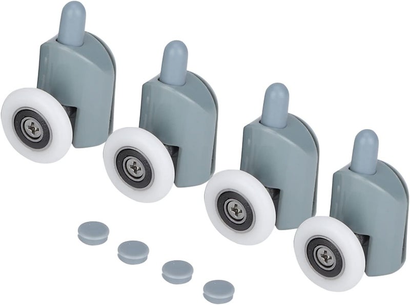 RIZGHWOY Shower Door Sliding Rollers, 4 Pieces, 25 mm Diameter, Bottom Runners for 10-12 mm Glass, Stainless Steel, Plastic and Nylon - Image 1
