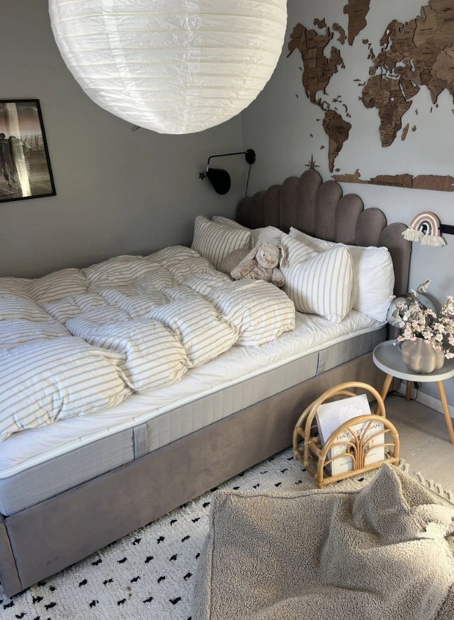 Bed and Mattress Home Dreamy Bliss Tufted Upholstered Twin Size ( Mattress Size 120 X 200 CM ) Dark Brown Chocolate Color Bed Size 212 W X 128 L CM ( Mattress Sold Separately )  - Image 5