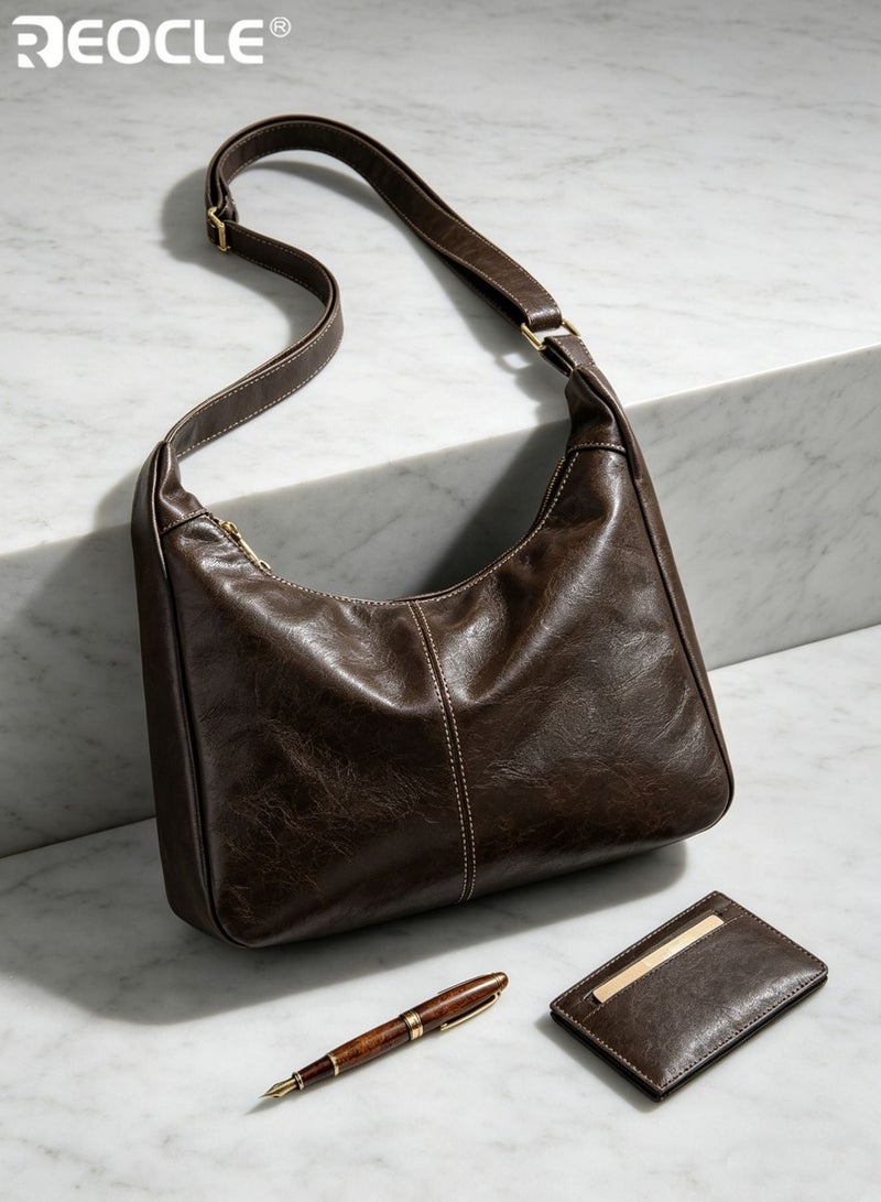 Women's Medium Hobo Bag Ultra Soft Foldable Slouchy Shoulder Tote Purse Faux Leather Daily Use Work Casual Travel - Image 4