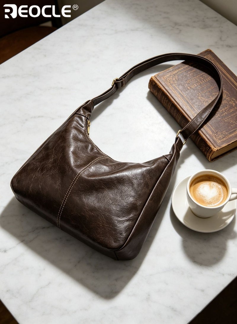 Women's Medium Hobo Bag Ultra Soft Foldable Slouchy Shoulder Tote Purse Faux Leather Daily Use Work Casual Travel - Image 5