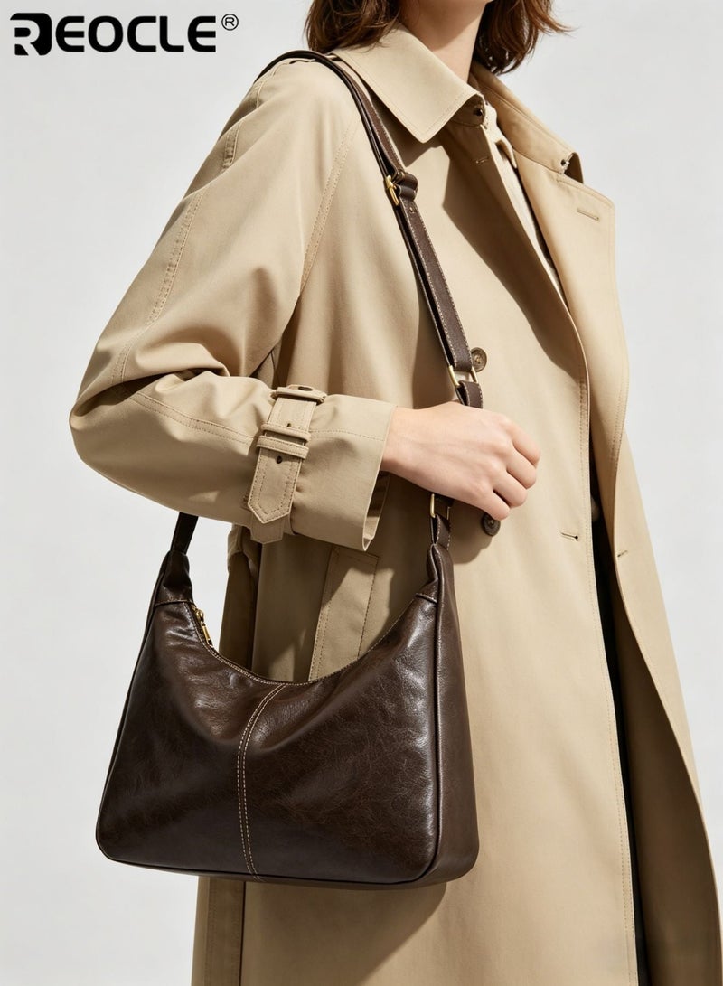 Women's Medium Hobo Bag Ultra Soft Foldable Slouchy Shoulder Tote Purse Faux Leather Daily Use Work Casual Travel - Image 2