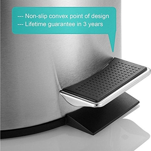 AOOMI Candy Small Round Step-On Stainless Steel Trash Can with Soft Close Lid, Removable Inner Waste Basket, Anti-Fingerprint- Silver - Image 4