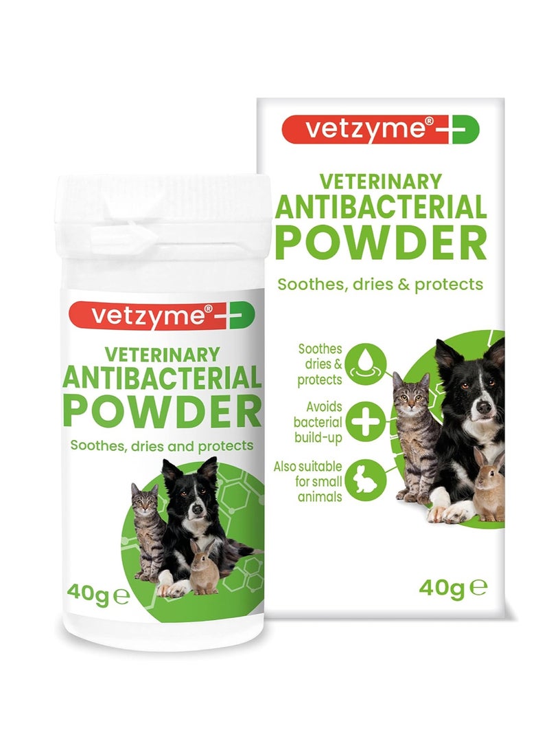 Veterinary Antibacterial Powder for Dogs Cats and Small Pets Gently Soothes Dries and Protects the Skin From Harmful Bacteria 40g - Image 1