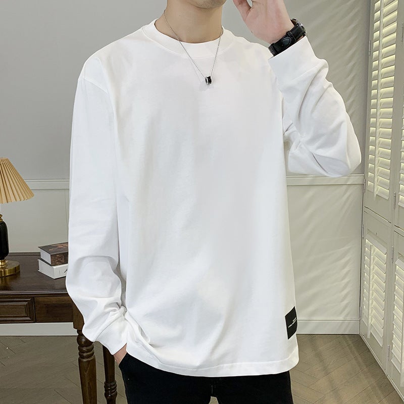 High Weight High Quality Curved Hem Men'S Round Neck Long-Sleeved T-Shirt 2024 Autum New T-Shirt Bottoming Shirt - Image 3