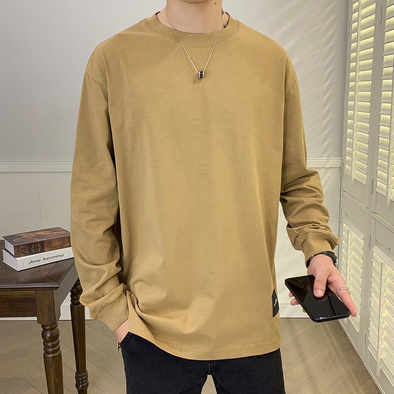 High Weight High Quality Curved Hem Men'S Round Neck Long-Sleeved T-Shirt 2024 Autum New T-Shirt Bottoming Shirt - Image 5