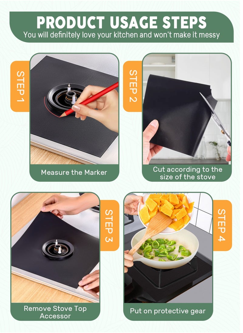 HomarKet 3Pcs Stove Protector for Gas Range, Washable Reusable Stove Top Covers, Heat Resistant Gas Stove liners, Stove Burner Covers for Gas Stove Top  - Image 4