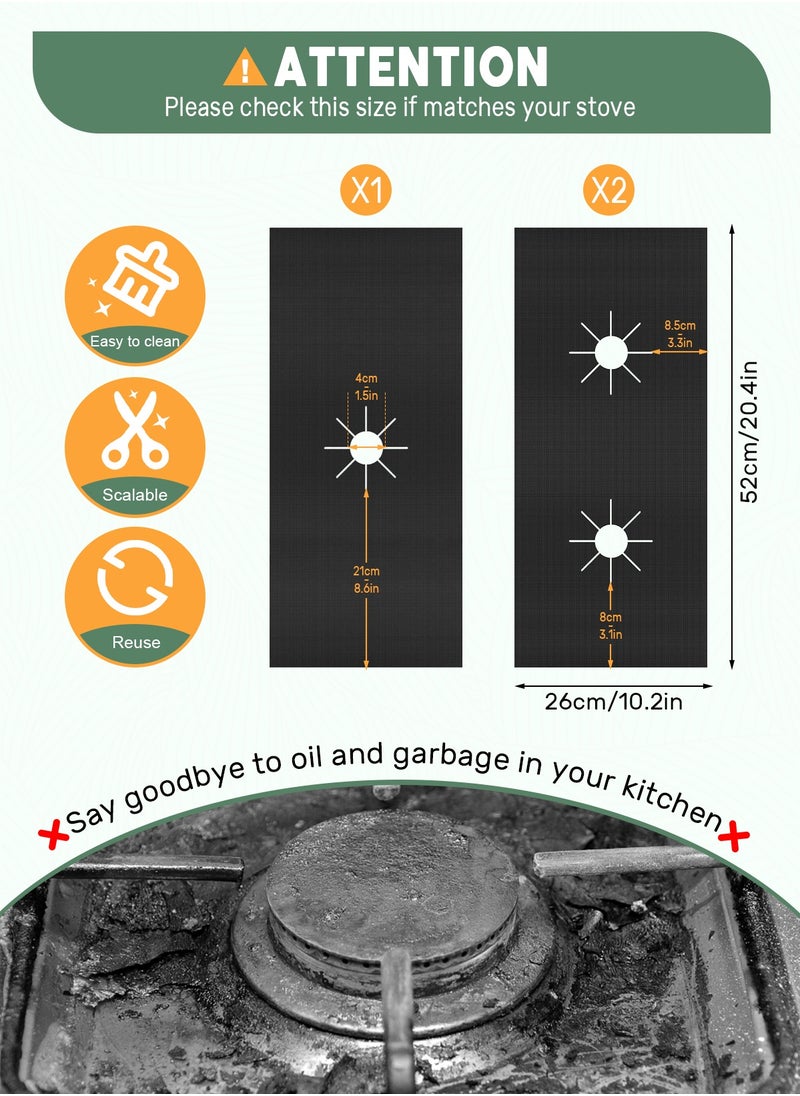 HomarKet 3Pcs Stove Protector for Gas Range, Washable Reusable Stove Top Covers, Heat Resistant Gas Stove liners, Stove Burner Covers for Gas Stove Top  - Image 2
