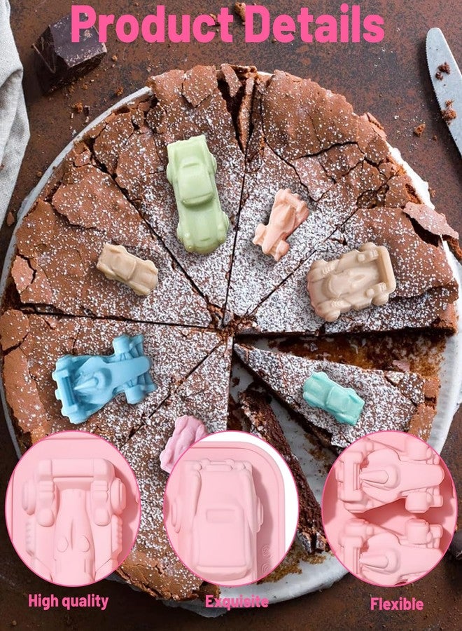 xinxingin 9 Cavity Chocolate Mould, Car Shape Cake Mould for Baking, Flexible Car Mold for Jello, Ice Cubes, Baked Goods, Pink - Image 3