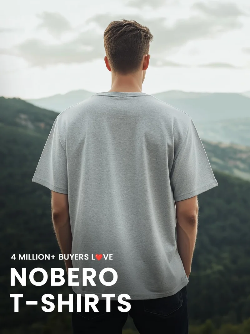 NOBERO  Men's Grey Oversized Cotton T-Shirt for Men | Best Price UAE