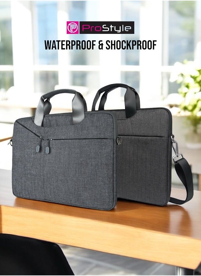 Prostyle Laptop Bag 14.2 inch for men and women with Straps to Carry - Black  - Image 4