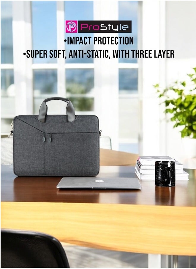 Prostyle Laptop Bag 14.2 inch for men and women with Straps to Carry - Black  - Image 5