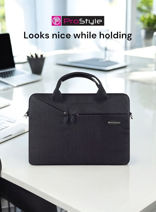 Prostyle Laptop Bag 14.2 inch for men and women with Straps to Carry - Black - Image 2