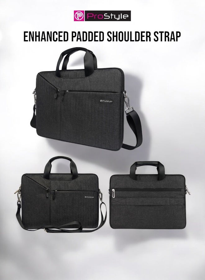 Prostyle Laptop Bag 14.2 inch for men and women with Straps to Carry - Black - Image 3