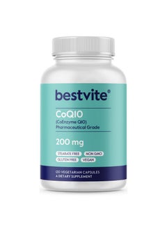 BESTVITE BESTVITE CoQ10 200mg (120 Vegetarian Capsules) Naturally Fermented - No Stearates - Vegan - Gluten Free - Non GMO  - Image 1