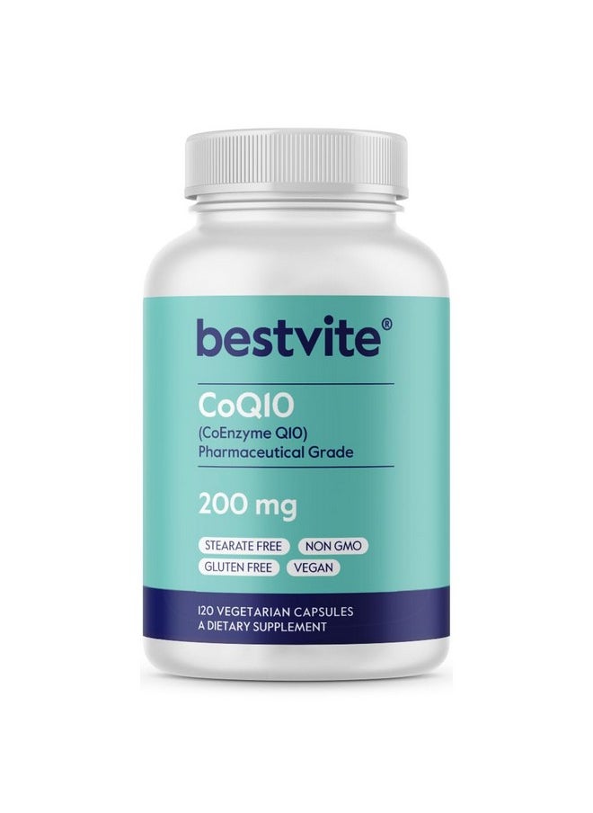 BESTVITE BESTVITE CoQ10 200mg (120 Vegetarian Capsules) Naturally Fermented - No Stearates - Vegan - Gluten Free - Non GMO  - Image 1