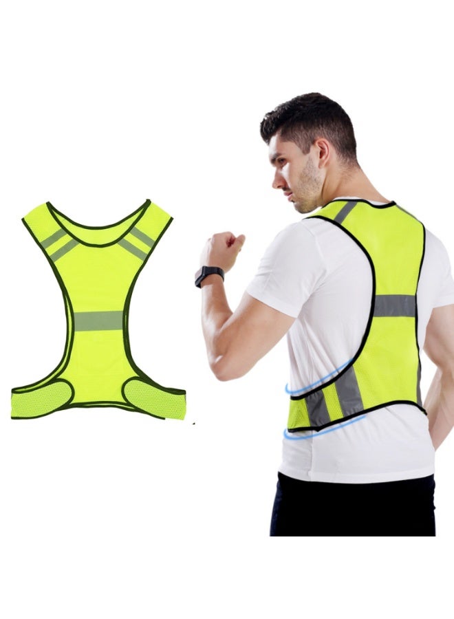 سترة أمان عاكسة للبالغين، أصفر فلوري، مقاس XXL لأكثر من 165 سم، سترة عالية الرؤية للجري الليلي، ركوب الدراجات، المشي والأنشطة الخارجية، خفيفة الوزن وقابلة للتعديل - Image 1