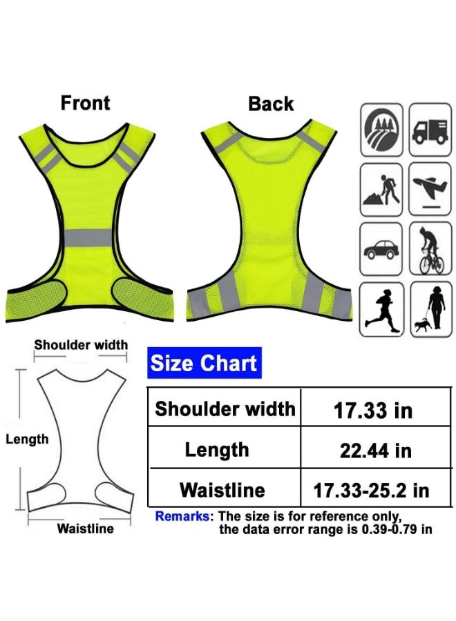 سترة أمان عاكسة للبالغين، أصفر فلوري، مقاس XXL لأكثر من 165 سم، سترة عالية الرؤية للجري الليلي، ركوب الدراجات، المشي والأنشطة الخارجية، خفيفة الوزن وقابلة للتعديل - Image 5