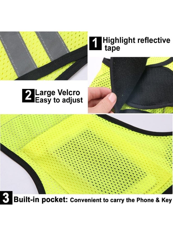 سترة أمان عاكسة للبالغين، أصفر فلوري، مقاس XXL لأكثر من 165 سم، سترة عالية الرؤية للجري الليلي، ركوب الدراجات، المشي والأنشطة الخارجية، خفيفة الوزن وقابلة للتعديل - Image 4