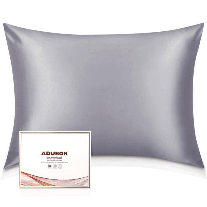SILK PILLOWCASE MULBERRY SILK PILLOW CASE 23 MOMME 6A GRADE FIBERS 900 THREAD COUNT SILK PILLOW CASES FOR HAIR AND SKIN HEALTH WITH HIDDEN ZIPPER STANDARD 2026 LIGHT GRAY 1PC
