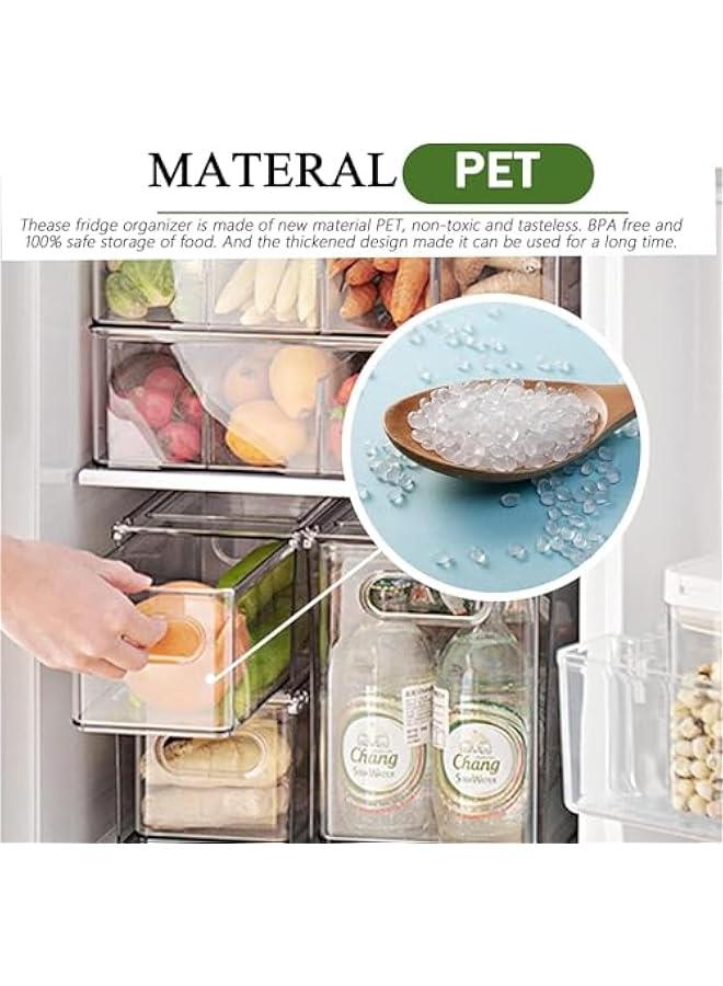 ميكسد منظم ثلاجة كبير وشفاف مع درج قابل للسحب والتخزين بشكل متداخل مع مقبض للفتح والإغلاق خال من البيسفينول أ، منظم مؤونة بمقبض (6 لتر) - Image 2