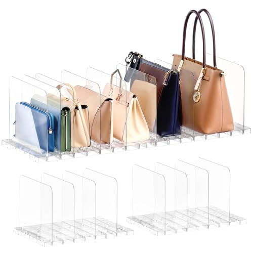 PAVSTINE Purse Organizer for Closet, Stackable Handbag Storage Shelf, Adjustable Clear Shelf Dividers, Keep Clutch, Bag, Pocketbook Upright, for Bedroom - Image 1