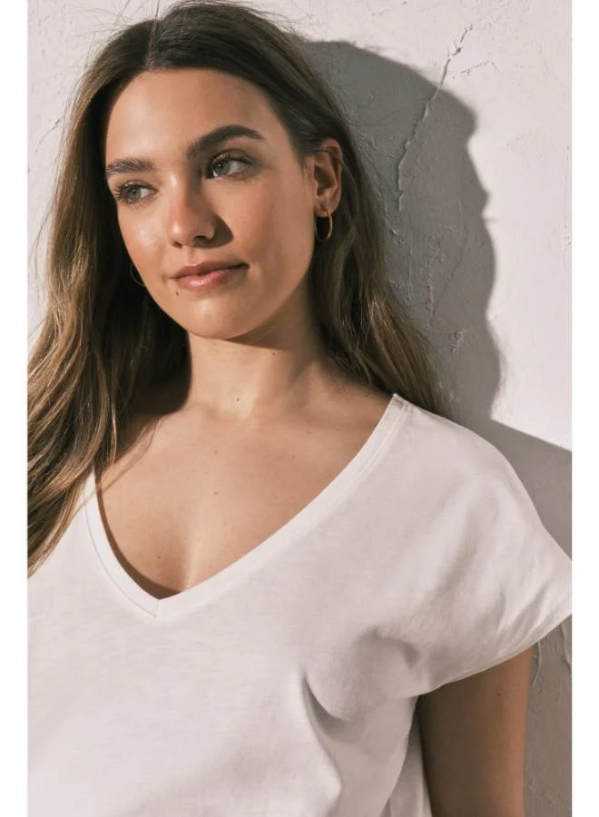 Women'secret  White cotton ruched T-shirt for Women | Best Price UAE