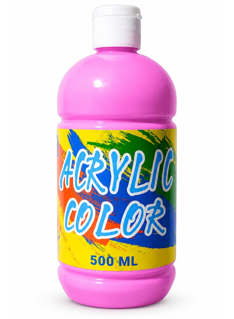 Pink Acrylic Paint 500ml – Vibrant Acrylic Color Bottle for Canvas, Art Projects, Crafts, School Painting, DIY Decoration & Multi-Surface Creative Use - Image 1