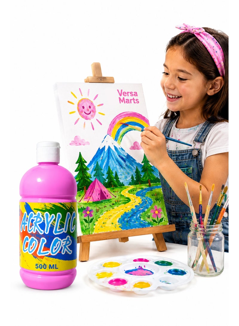 Pink Acrylic Paint 500ml – Vibrant Acrylic Color Bottle for Canvas, Art Projects, Crafts, School Painting, DIY Decoration & Multi-Surface Creative Use - Image 3