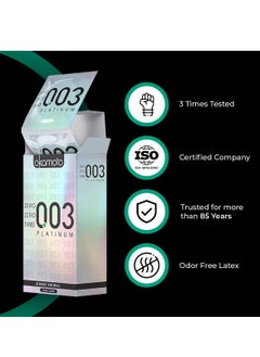 OKAMOTO Okamoto Condom | Ultra Thin Condoms for Men | Thinnest Premium Japanese Condoms | Made In Japan | 0.03 mm thin | 003 Platinum (Pack of 1)  - Image 5