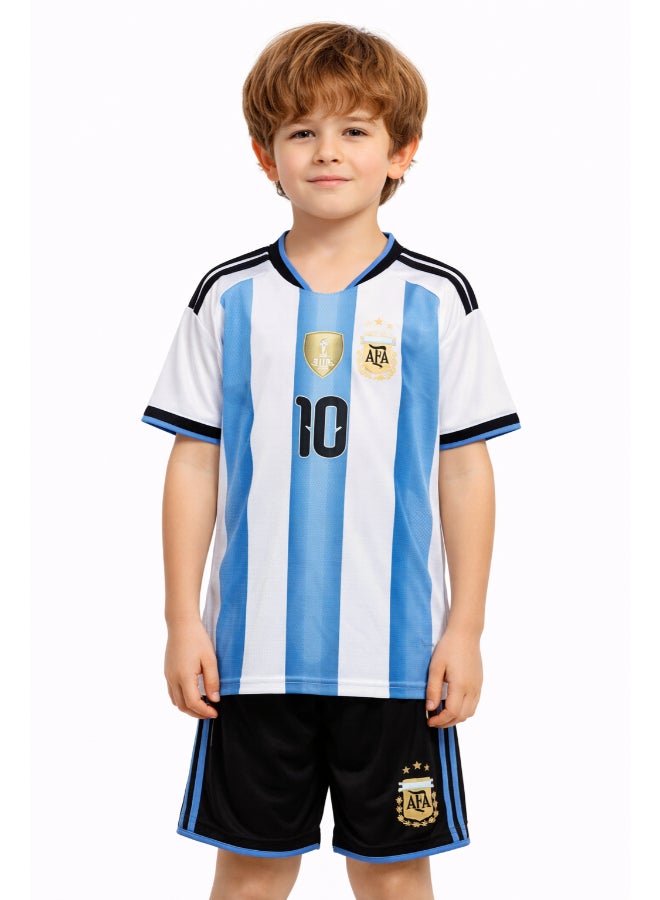 Toyland Argentina Kids Football Jersey & Shorts Set No. 10 – Breathable Sportswear Outfit for Children-Size 18 (4-5 Year) - Image 3