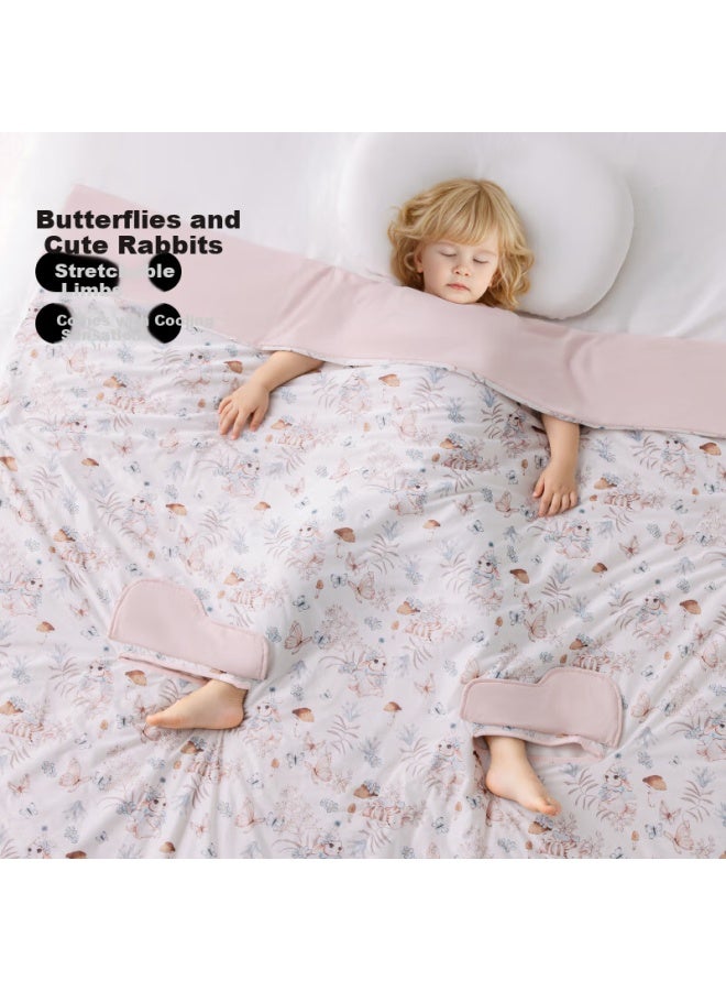 Ouyun Children's Anti-kick Quilt Hug Quilt Baby Sleeping Bag Summer Silk Cool Feeling Air Conditioning Quilt Cute Rabbit; 150×150 - Image 1