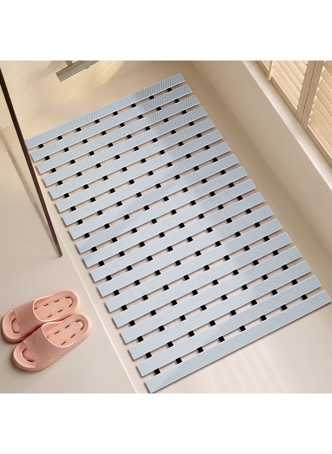 DEXI Bathtub Mat Non Slip, 61 x 89 cm Bath Tub Floor Mats, Textured Bathroom Bathmat, Drain Holes, Washable, Easy Dry, Grey - Image 1