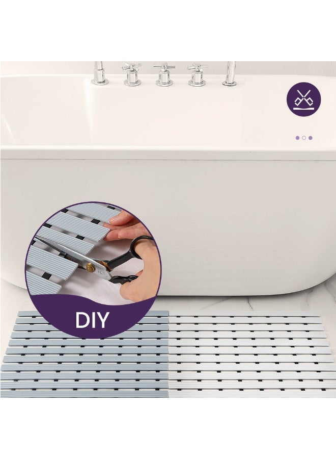 DEXI Bathtub Mat Non Slip, 61 x 89 cm Bath Tub Floor Mats, Textured Bathroom Bathmat, Drain Holes, Washable, Easy Dry, Grey - Image 5