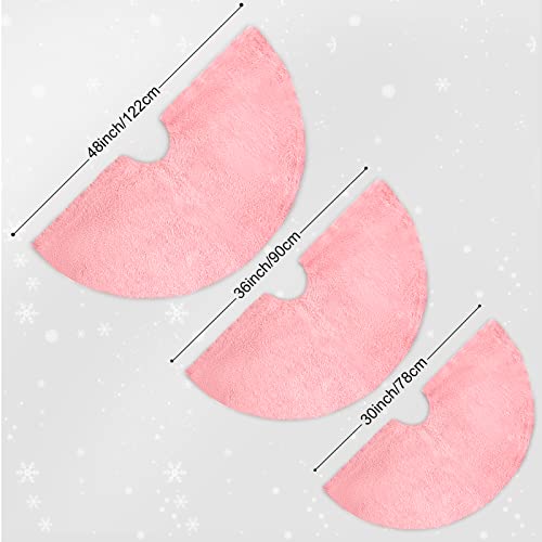 Amidaky Christmas Tree Skirt 48 inch Pink Faux Fur Soft Fluffy Ornaments Xmas Tree Skirts for Xmas Tree Ornaments and Party Holiday Decorations - Image 5