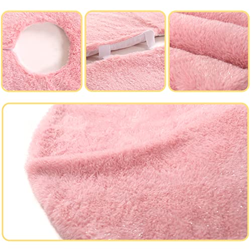 Amidaky Christmas Tree Skirt 48 inch Pink Faux Fur Soft Fluffy Ornaments Xmas Tree Skirts for Xmas Tree Ornaments and Party Holiday Decorations - Image 3