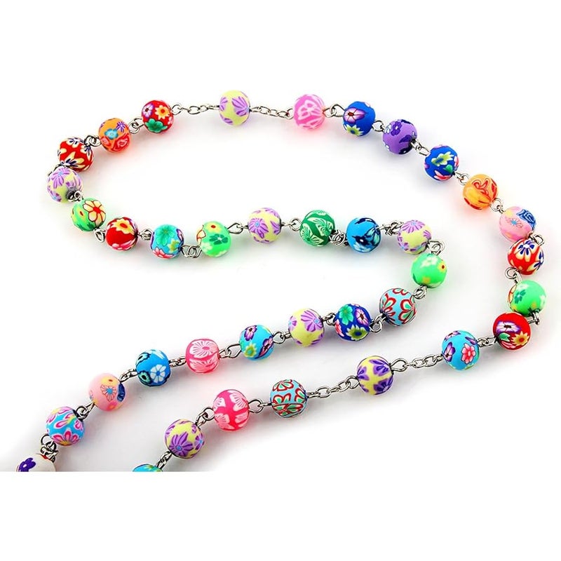 YEYULIN Polymer Clay Bead Rosary Long Necklace Alloy Cross Virgin Christian Catholic Jewelry for Women - Image 3